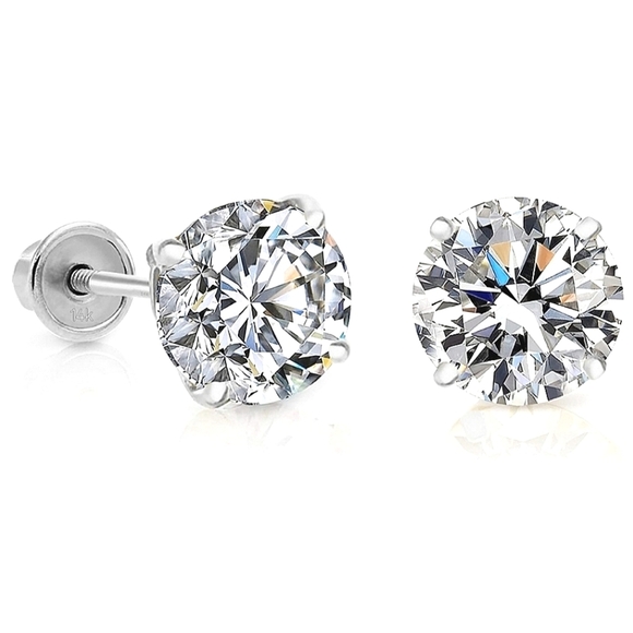 14K WG Diamond Earrings w/Screw Backs